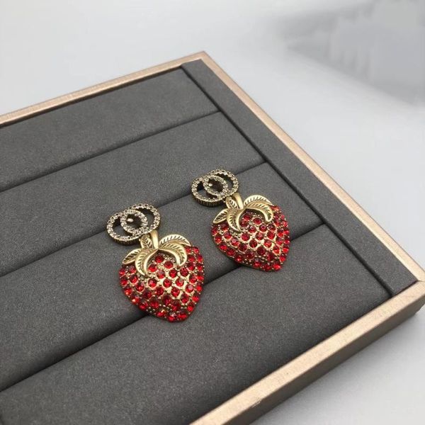 

dangle & chandelier 2021 trending luxury brands retro strawberry pendant earrings men wedding womens stud couple 925 silver