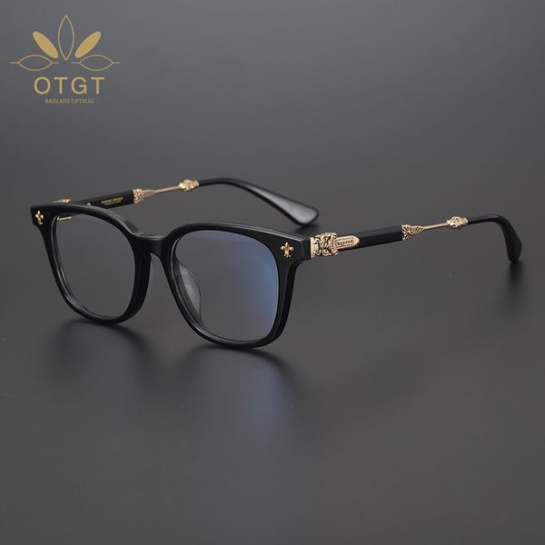 

design glasses japanese hand-made high-quality sword luoxin cross full men's and women's large face myopia spectacle frame, White;black