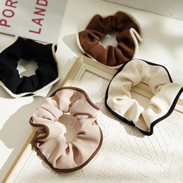 

elegant korean style girls hair scrunchies fashion sweet elastic rubber bands contrasting color ponytail holder hair accessories, Pink