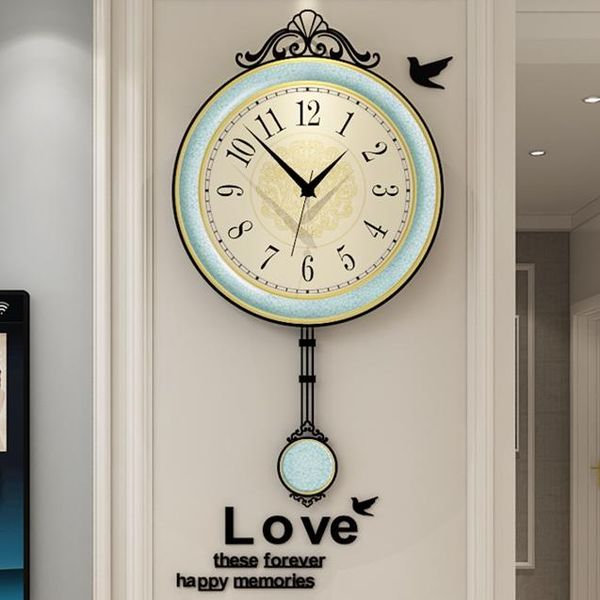 

wall clocks european style clock vintage pastoral design luxury pendulum retro orologio da parete living room decor ei50wc