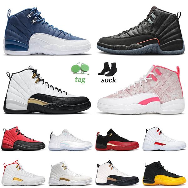 

jumpman 12 12s xii basketball shoes indigo grind ice cream university gold fiba flu game the master air jorden dark concord trainers sneaker, White;red