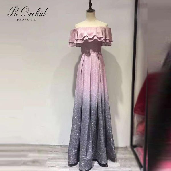 

party dresses peorchid gillter pink prom 2021 off the shoulder elegant vestidos cerimonia longos custom sequin evening gown, White;black