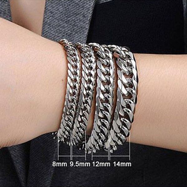 

link, chain cuban link bracelet on hand wholesale stainless steel polishing mens gifts for male accessories men\x27s, Black