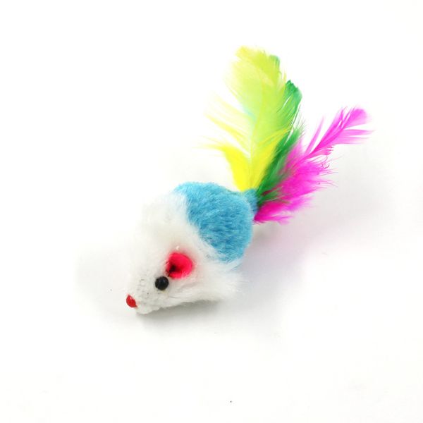 

colorful feather grit small mouse cat toy for cat feather funny playing pet dog cat small animals feather toys kitten gga4248