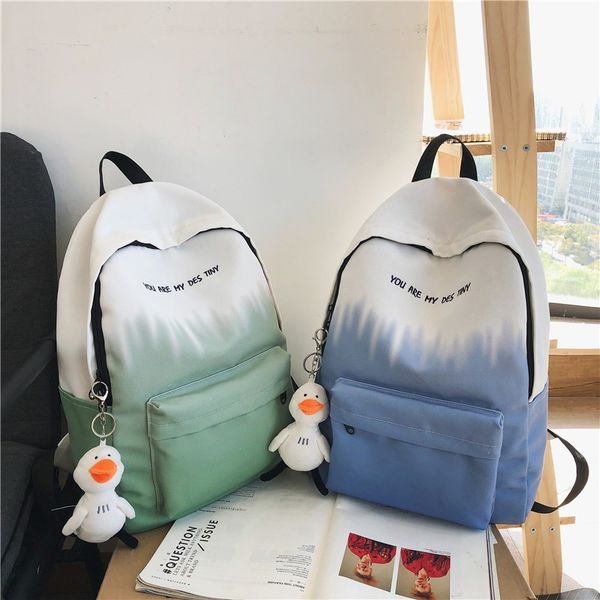 

japane fashion women's backpack gradient personality school bag for girls canvas large capacity travel