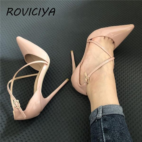 

dress shoes summer 12cm pumps women pointed toe superfine high heel party wedding nightclub nude silver qp101 roviciya, Black