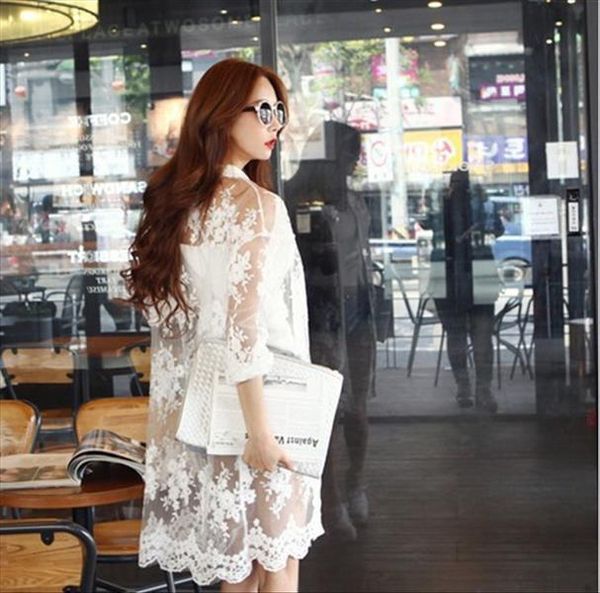 

summer the new bud silk organza sunscreen shawls long chiffon cardigan bud silk coat is prevented long sleeve bask clothes wj152 vestidos, White