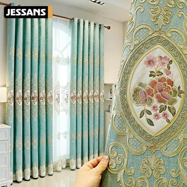 

curtain & drapes high-end european style chenille embroidered curtains for luxury blackout living room bedrooms