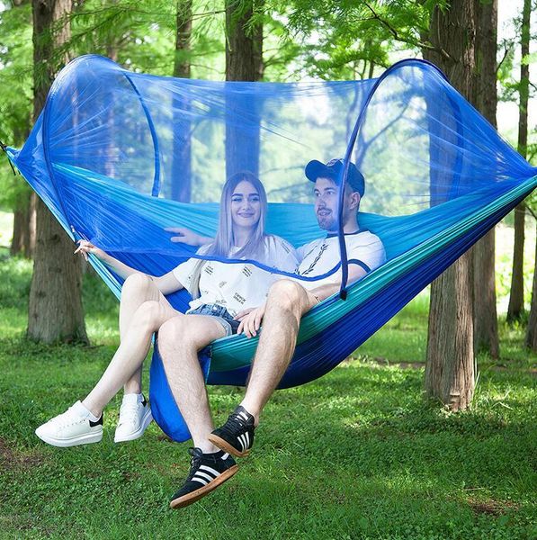 

outdoor hammock with mosquito net anti-mosquito parachute cloth automatic opening tent type hammock anti-roll ing