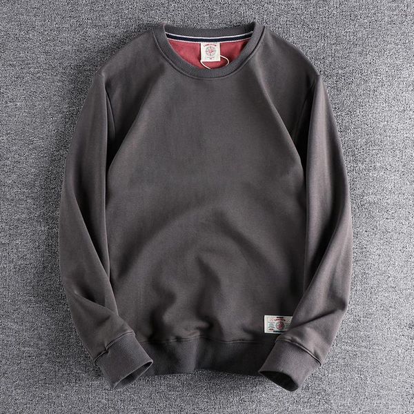 

men's hoodies & sweatshirts 2021 spring and autumn solid color round neck pullover clothes loose coat bottomed wear 397, Black
