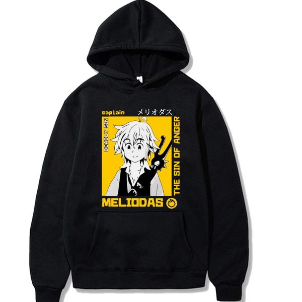 

men's hoodies & sweatshirts japanese anime manga seven deadly sins meliodas hoodie men streetwear dragon's sin of long sleeved sw, Black