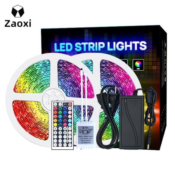 

zaoxi flexible 2x5m led strip 2835 rgb strip led light ribbon stripe 12v rgb diode tape ir controller home decor light l210