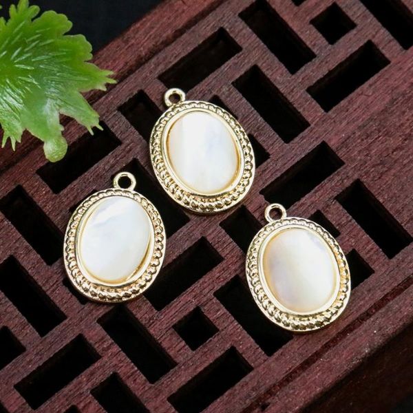 

charms natural shell elegant luxurious oval copper gold-plated pendant diy handmade earrings bracelet necklace jewelry accessory, Bronze;silver