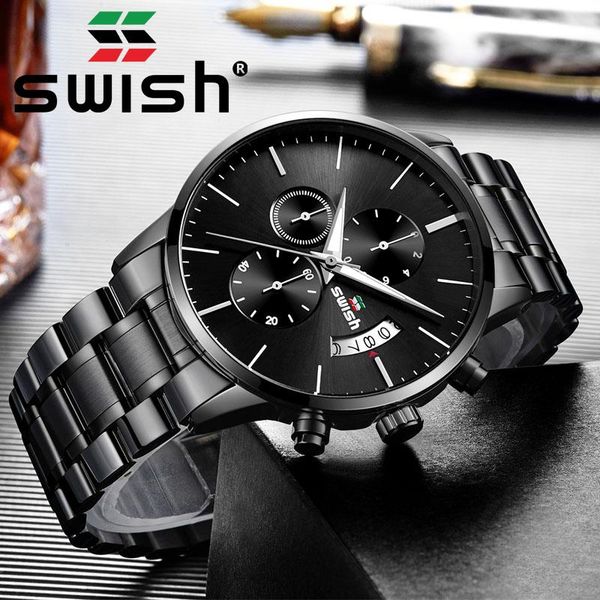 

wristwatches swish 2021 luminous military watches men fashion waterproof sports chronograph watch quartz wristwatch reloj hombr, Slivery;brown