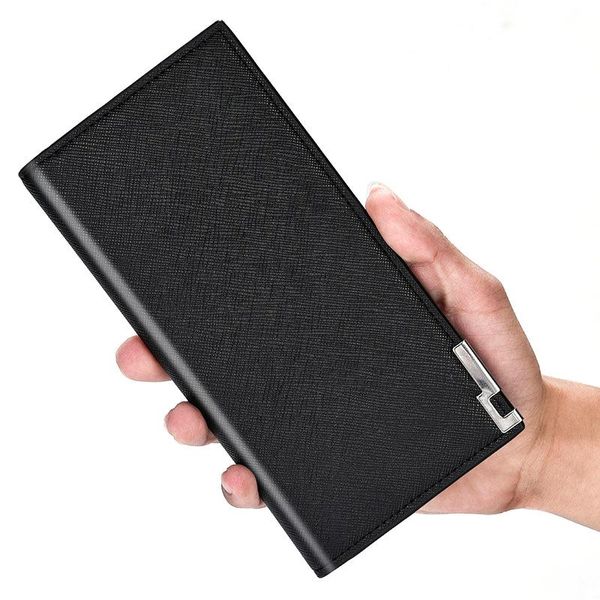 

wallets fashion men's long minimalist business purses slim holders solid wallet for men clutch purse money bag male, Red;black
