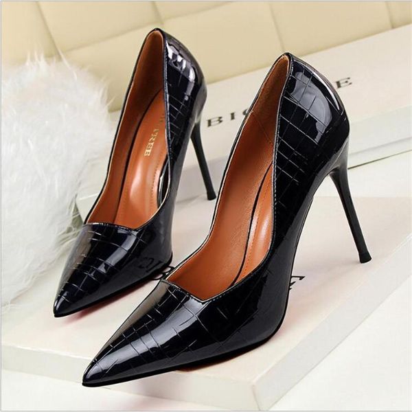 

dress shoes women pumps patent leather high heels wedding gold ladies silver stiletto, Black