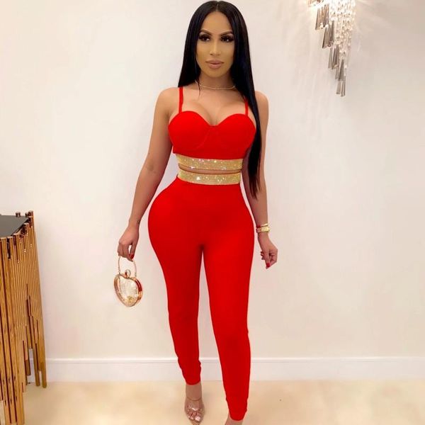 

two piece dress 2 set women outfits crop and pants elegant diamond female tracksuit evening party matching sets plus size 2021, White