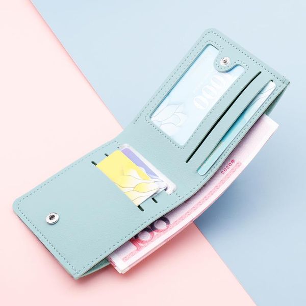 

card holders ultra-thin wallet pu leather small coin purse id credit bank name business holder case female zipper money bag clips, Brown;gray