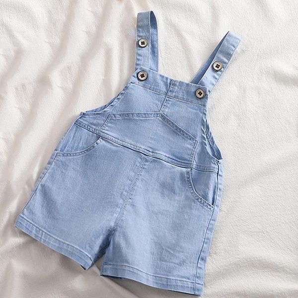 

2021 new summer denim overalls jumpsuit for girls kid clothes jeans for girls children clothes boy short, Blue
