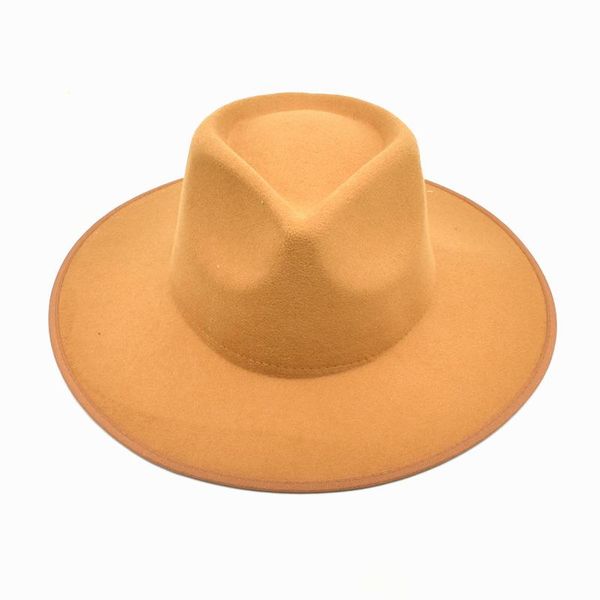 

wide brim hats ladies autumn and winter woolen big jazz hat for men women peach heart black felt, Blue;gray