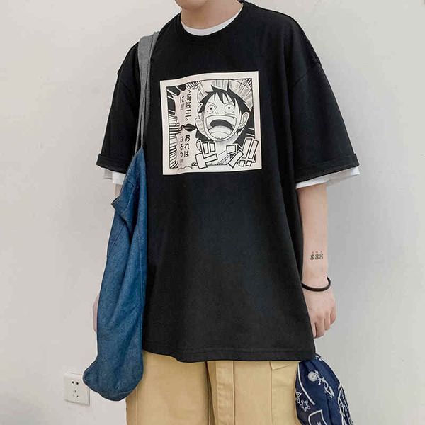 

2021 new um homem soco anime preto t-shirt desenhos animados t shirt dos homens cool japan moda uniscamiseta streetwear masculino 56a8, White;black