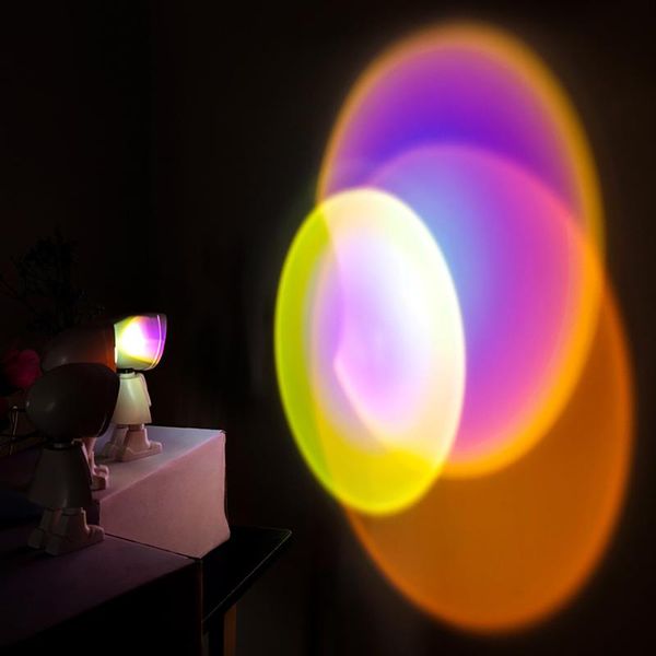 

360 degree rotating projector lamp sunset projector lamp rainbow atmosphere led night light family party living room bedroom