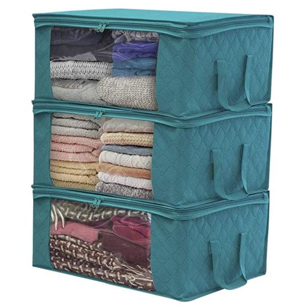 

storage bags folding foldable fabric basket kids toys box clothes dust-proof clothing bag organizer holders z
