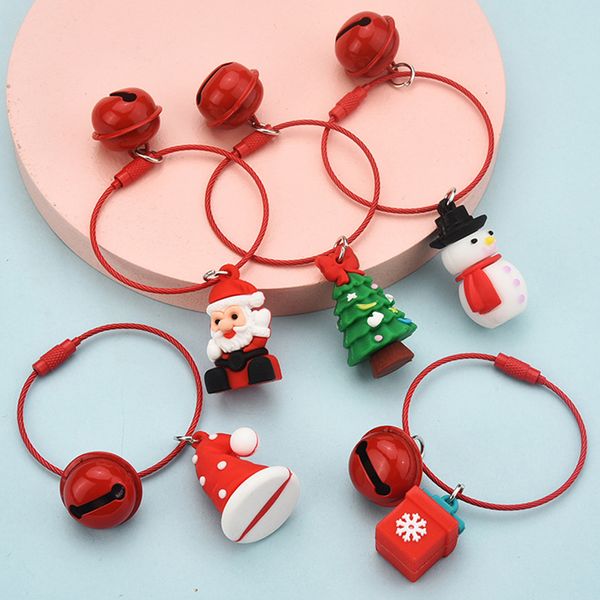

santa claus elk snowman keychain new year decoration 2021 children gift xmas noel merry christmas navidad christmas decoration, Silver