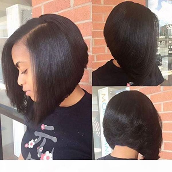

human hair u part bob wigs for black women brazilian virgin straight short bob upart wig glueless left part u-part wigs, Black;brown