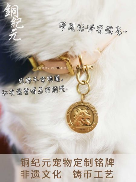 

copper era lettering dog tag pet pure copper high relief pendant teddy anti lost cat brand souvenir