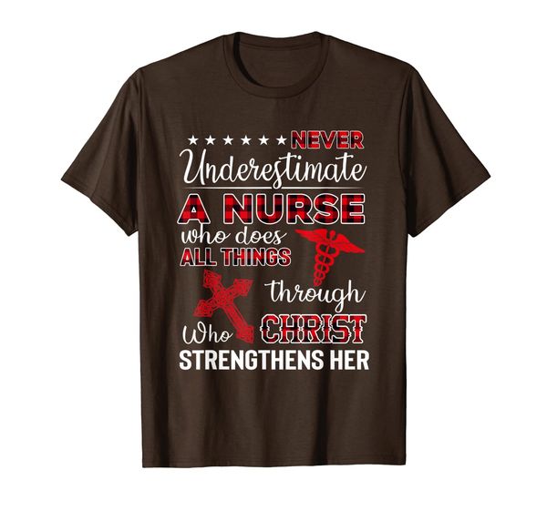 

never underestimate a nurse who does all things t-shirt, White;black