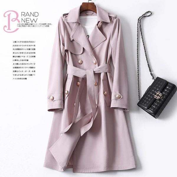 

women's trench coats windbreaker long british style autumn clothing 2021 spring short temperament classic coat fashion, Tan;black