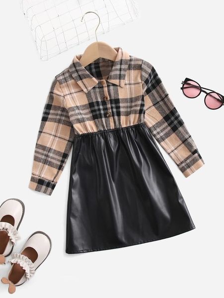 

toddler girls plaid print shirt dress she, Red;yellow