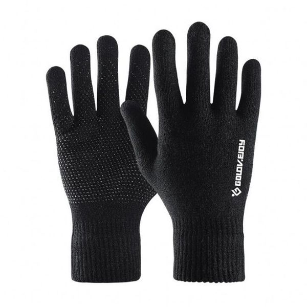 

fingerless gloves men knitted touch screen male thicken warm winter autumn mitten business glove, Blue;gray