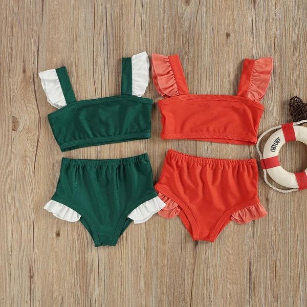 

clothing sets 1-6y toddler kids baby girl swimwear swimming two-pieces swimsuit active beachwear bathing suit, White