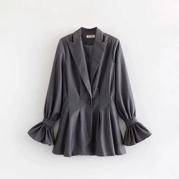 

women's suits & blazers 2021 women gray plaid office lady blazer jacket fashion elastic waist adjustable cuff elegant work feminino, White;black