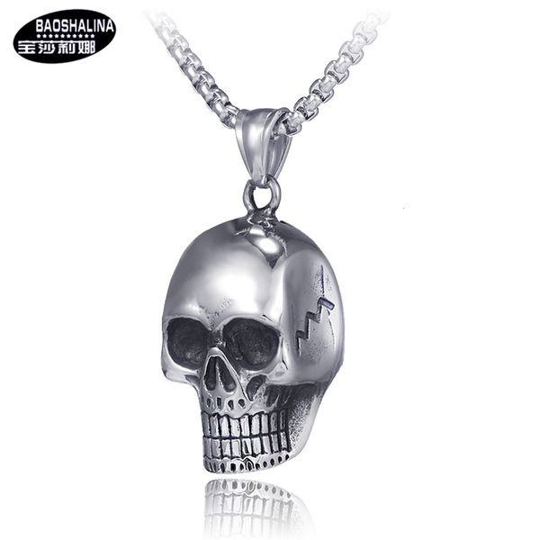 

paulina star hip hop titanium steel necklace trendy stainless skull pendant, Silver