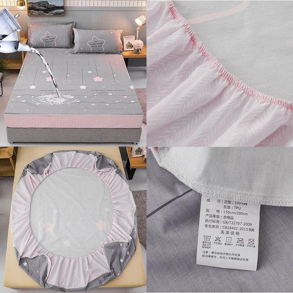 

sheets & sets 100% waterproof bed fitted sheet cotton linens nordic adjustable mattress covers four corners with elastic band double king si