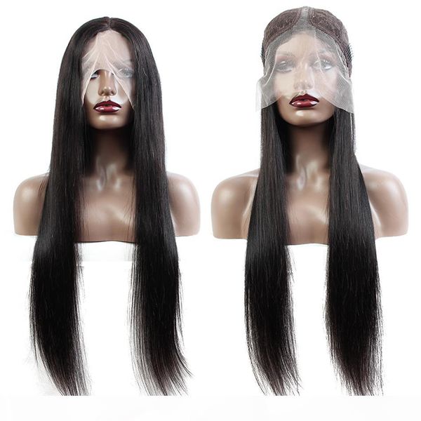 

brazilian human hair wigs straight 100% human hair 13x4x1 tpart lace wigs price good quality 28 inch long human hair wig, Black;brown