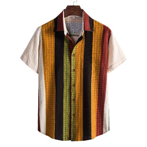 

men's casual shirts summer men cotton linen blouse solid color short sleeve button down beach loose vacation shirt comfortable, White;black