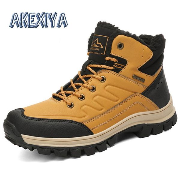 

boots fashion winter men thick plush warm men's snow outdoor waterproof ankle handmade mens shoes mans footwear, Black