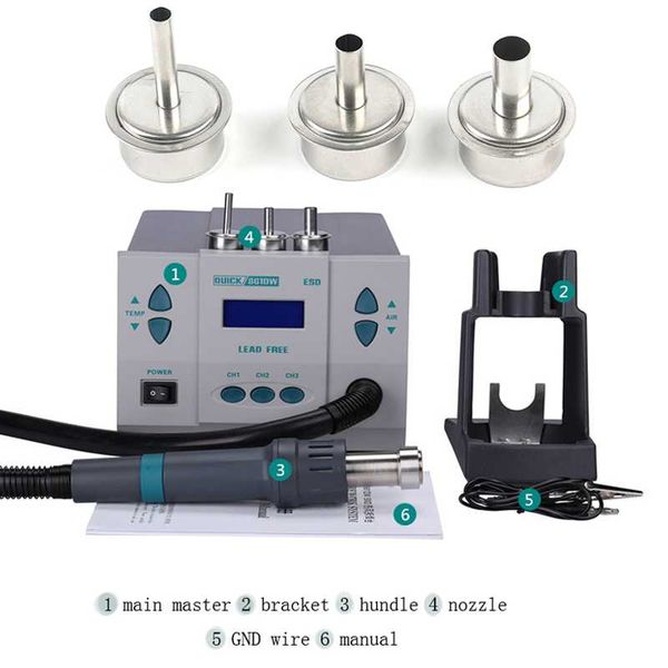 

cell phone repairing tools quick 861dw lead air gun soldering station digital intelligent screen 1000w repair for pcb chip