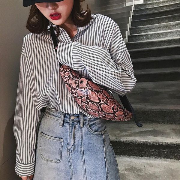 

waist bags fashion neutral outdoor zipper serpentine print messenger bag sport chest fanny phone pocket vintage snake pattern