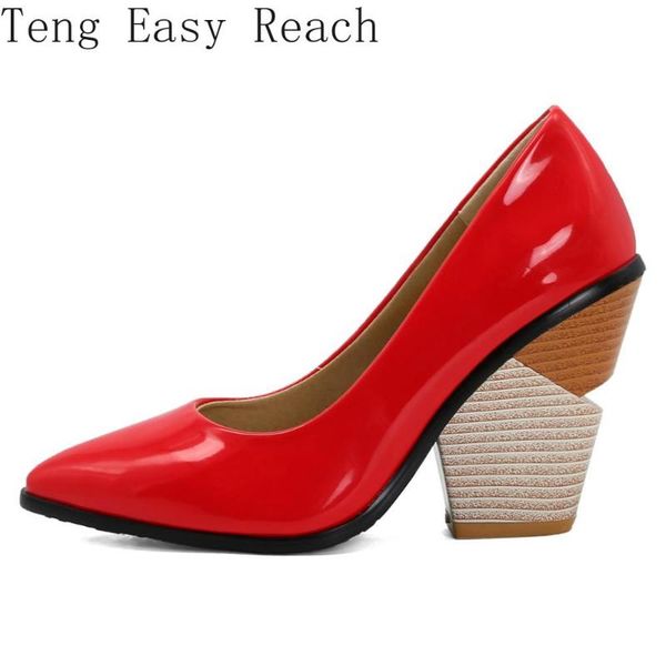 

dress shoes high heels women pumps wedge woman brand designer patent party office shoe casual pointed toe, Black