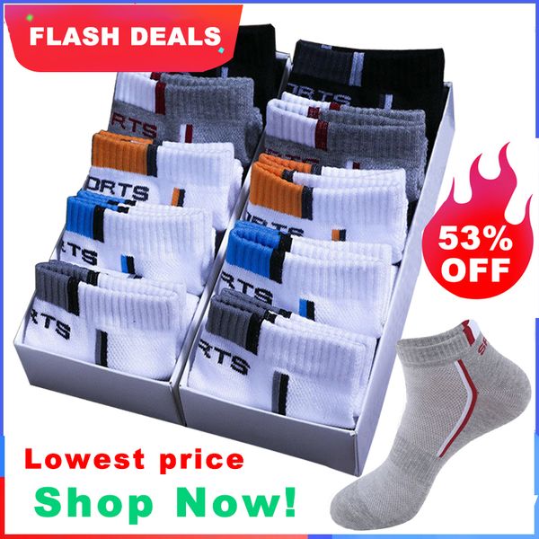 

10 pair men ankle sos breathable cotton sports sos mesh casual athletic summer thin cut short sokken size 38-48, Black