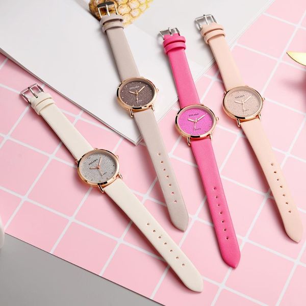 

wristwatches women romantic starry sky wrist watch casual leather ladies rhinestone quartz watches relogio feminino, Slivery;brown