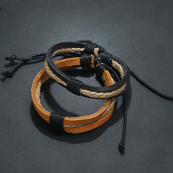 

charm bracelets genuine leather punk bracelet mens multilayer braided rope for men women jewelry gifts, Golden;silver