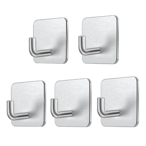 

hooks & rails 5 pack bathrobe hook wall u-shaped self-adhesive towel stainless steel coat no drilling