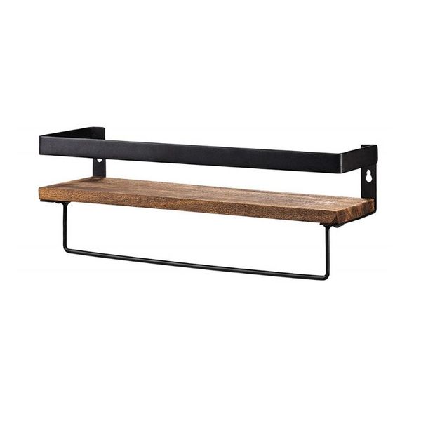 

wall shelf decorative metal wooden rustic floating shelf storage for kitchen bathroom towel frame multifunction storage holder
