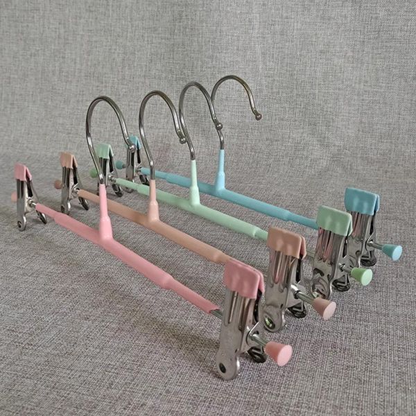 

hangers & racks trouser 10pcs metal heavy duty pants skirt cloth hanger trousers rack with adjustment plastic grip drying
